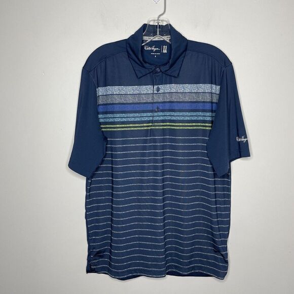 WALTER HAGEN Shirt Mens Small S Navy Blue Stripe Performance Polo Golf - Picture 1 of 8